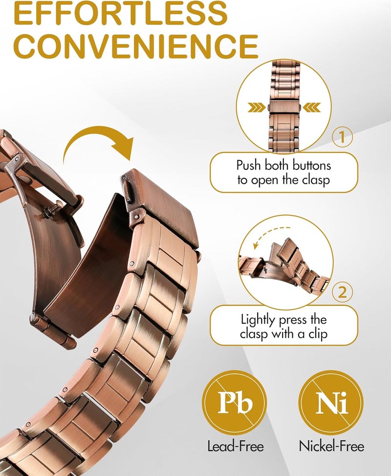 Feraco Men's Copper Bracelet,3X Strength 99.99% Pure Copper Magnetic Bracelets with Magnets,Adjustable Length with Sizing Tool - Image 5